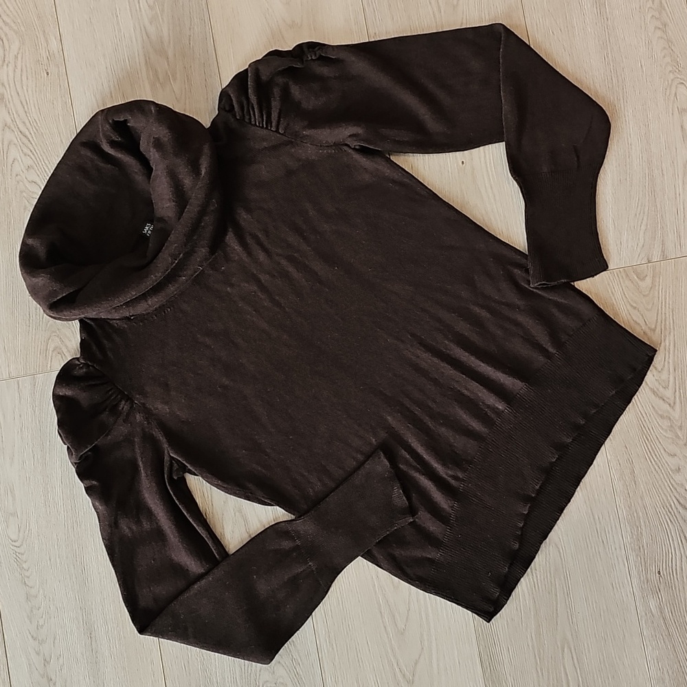 Saks Fifth Avenue Silk Cashmere Cowlneck Bubble Shoulder Longsleeve Sweater, Med
